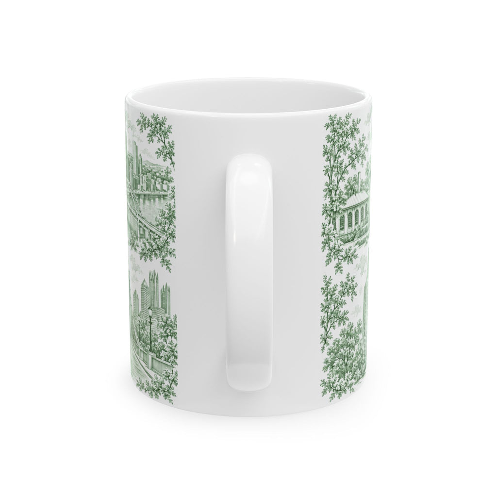 Pittsburgh Green Toile de Jouy Ceramic Mug — Pennsylvania Chinoiserie (11oz)