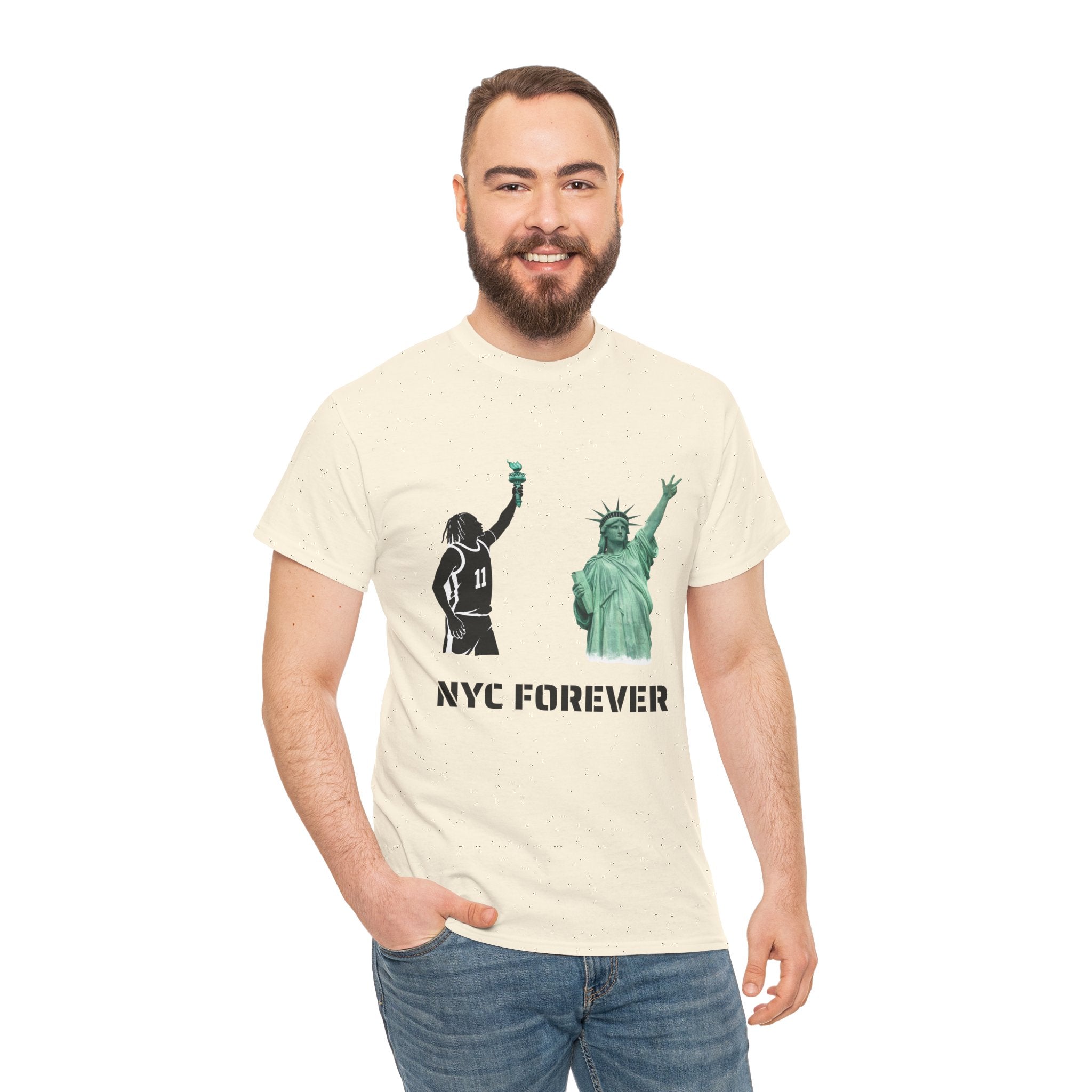 New York Forever Basketball Tee | Jalen Brunson Statue of Liberty T-Shirt