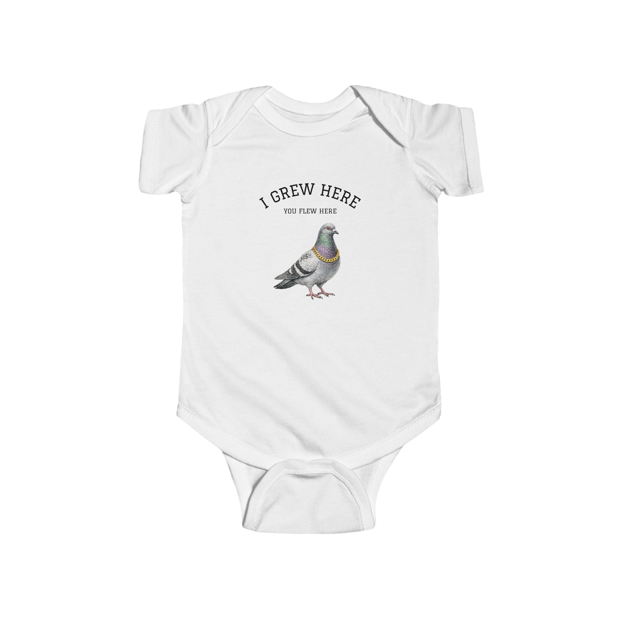 NYC Pigeon Baby Bodysuit | I Grew Here You Flew Here baby onesie