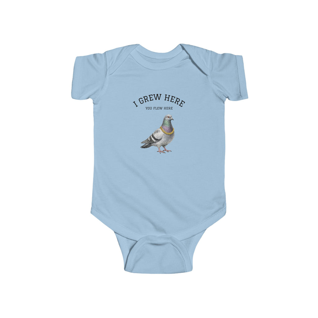 NYC Pigeon Baby Bodysuit | I Grew Here You Flew Here baby onesie