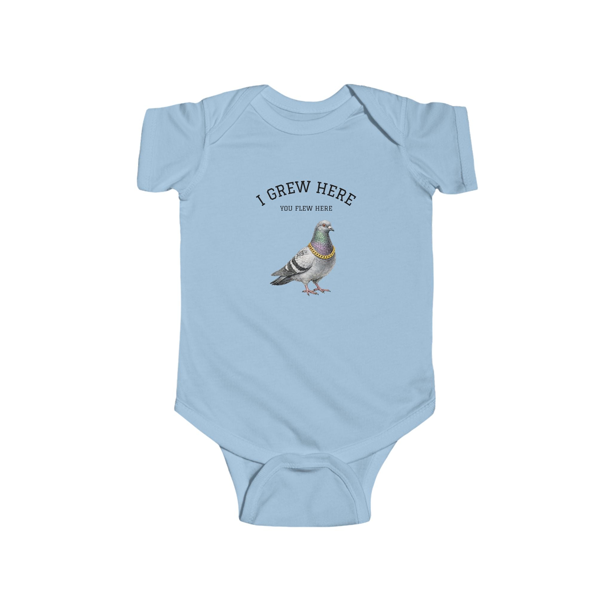 NYC Pigeon Baby Bodysuit | I Grew Here You Flew Here baby onesie