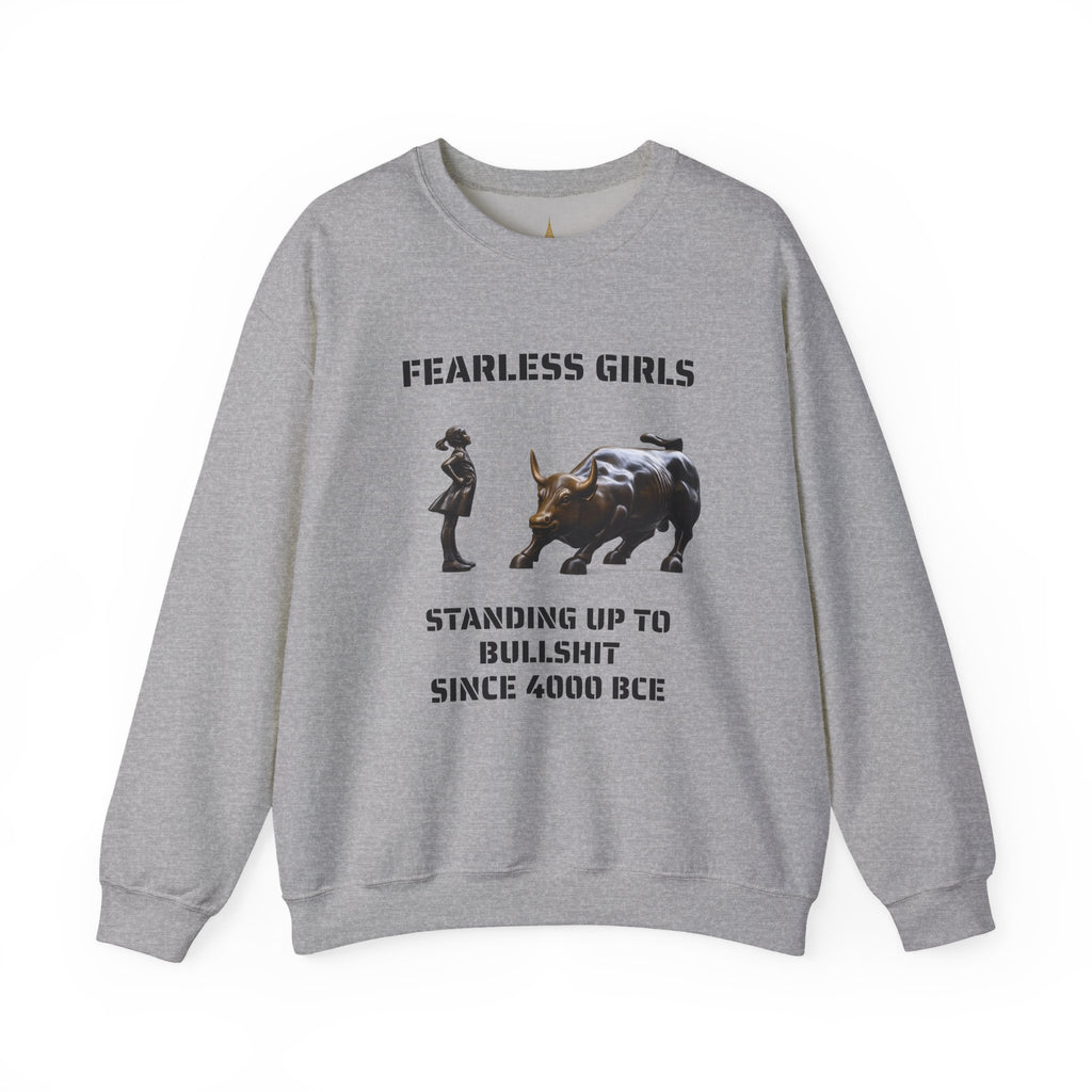 Fearless Girl Raging Bull Statue graphic Sweatshirt | NYC Empowerment, Feminist Design Sweater