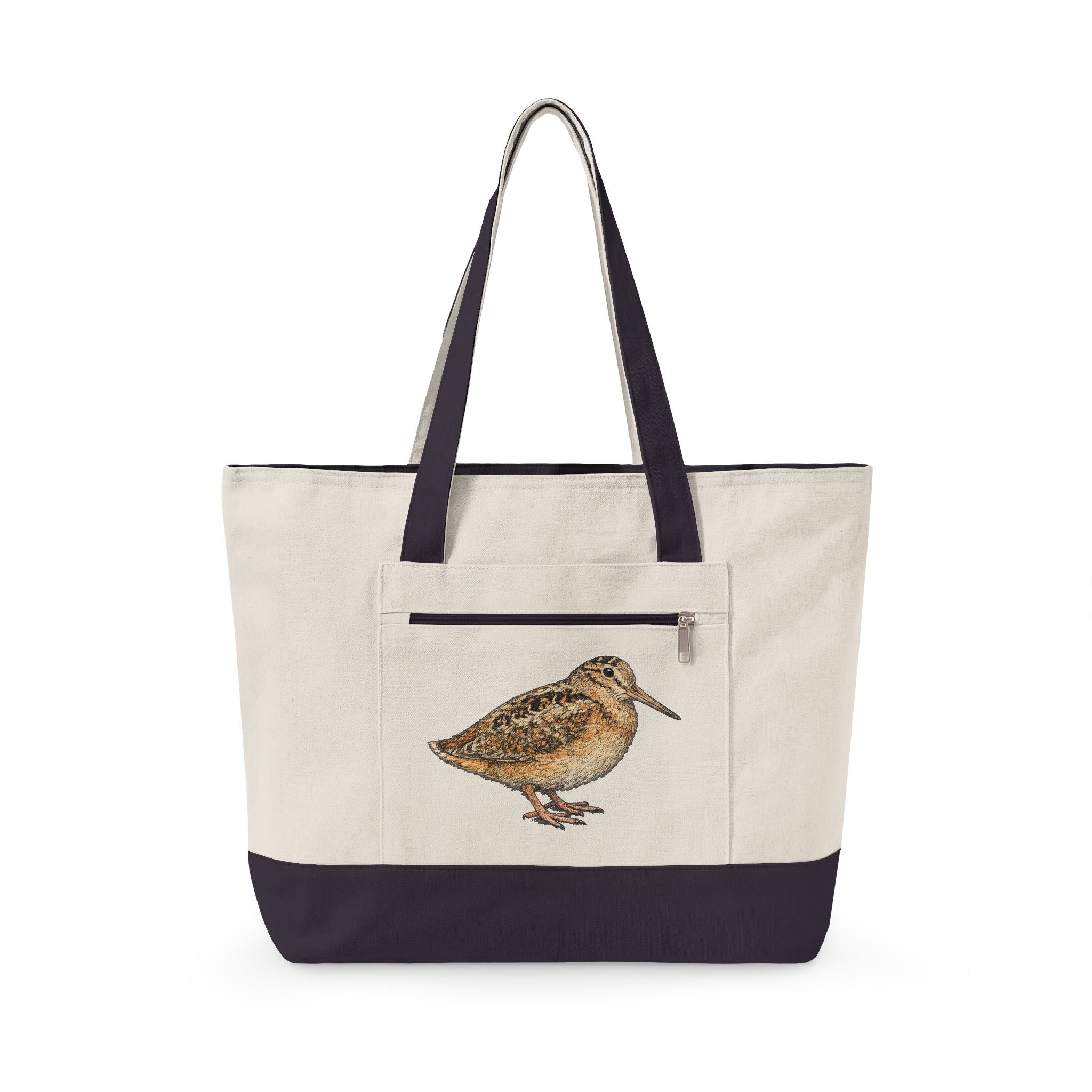 Bryant Park American Woodcock Zippered Canvas Tote Bag | Grocery Subway Tote