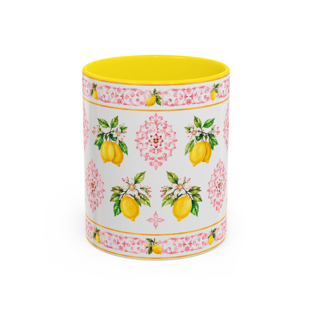 Little Italy Amalfi Pink Lemon 2 Accent Mug — La Dolce Vita Ceramic Kitchen Mug (11oz)