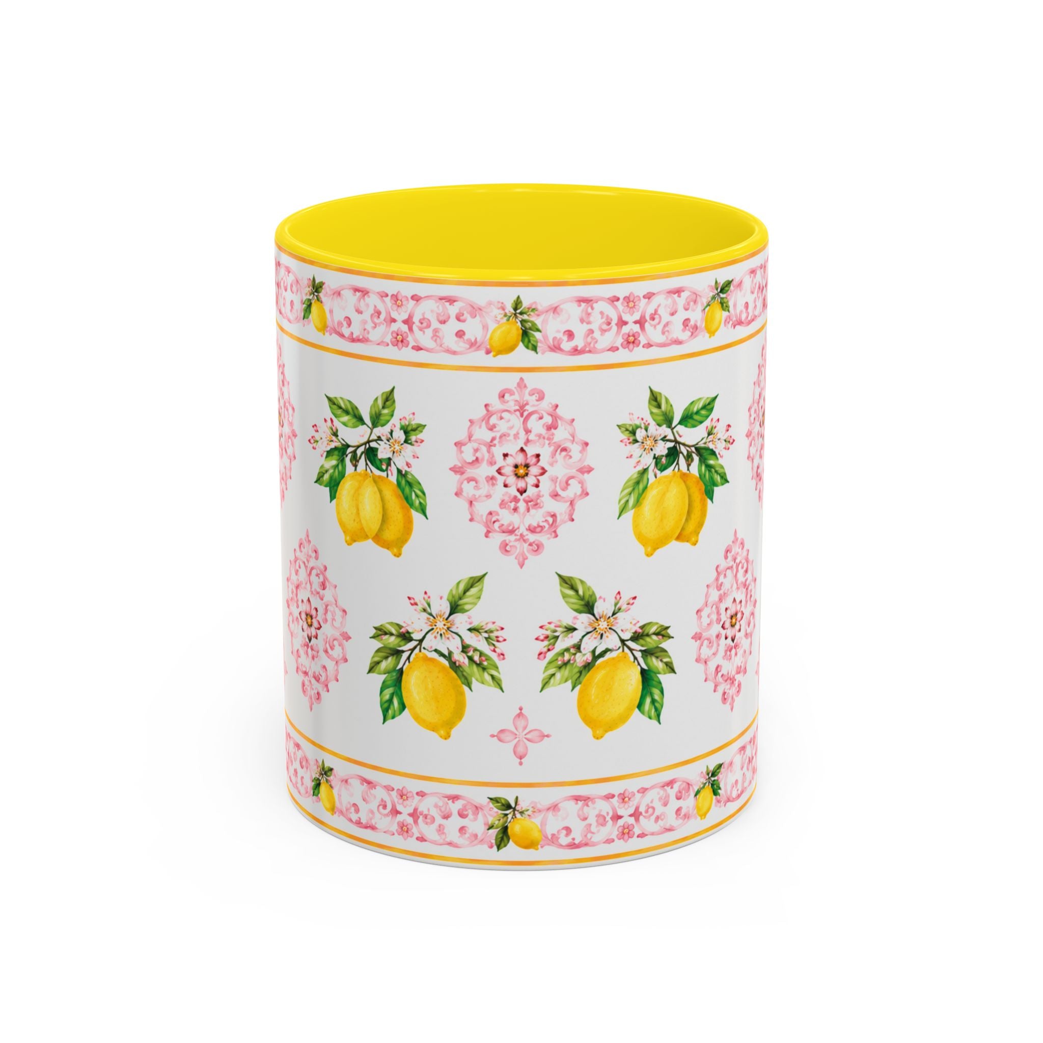 Little Italy Amalfi Pink Lemon 2 Accent Mug — La Dolce Vita Ceramic Kitchen Mug (11oz)