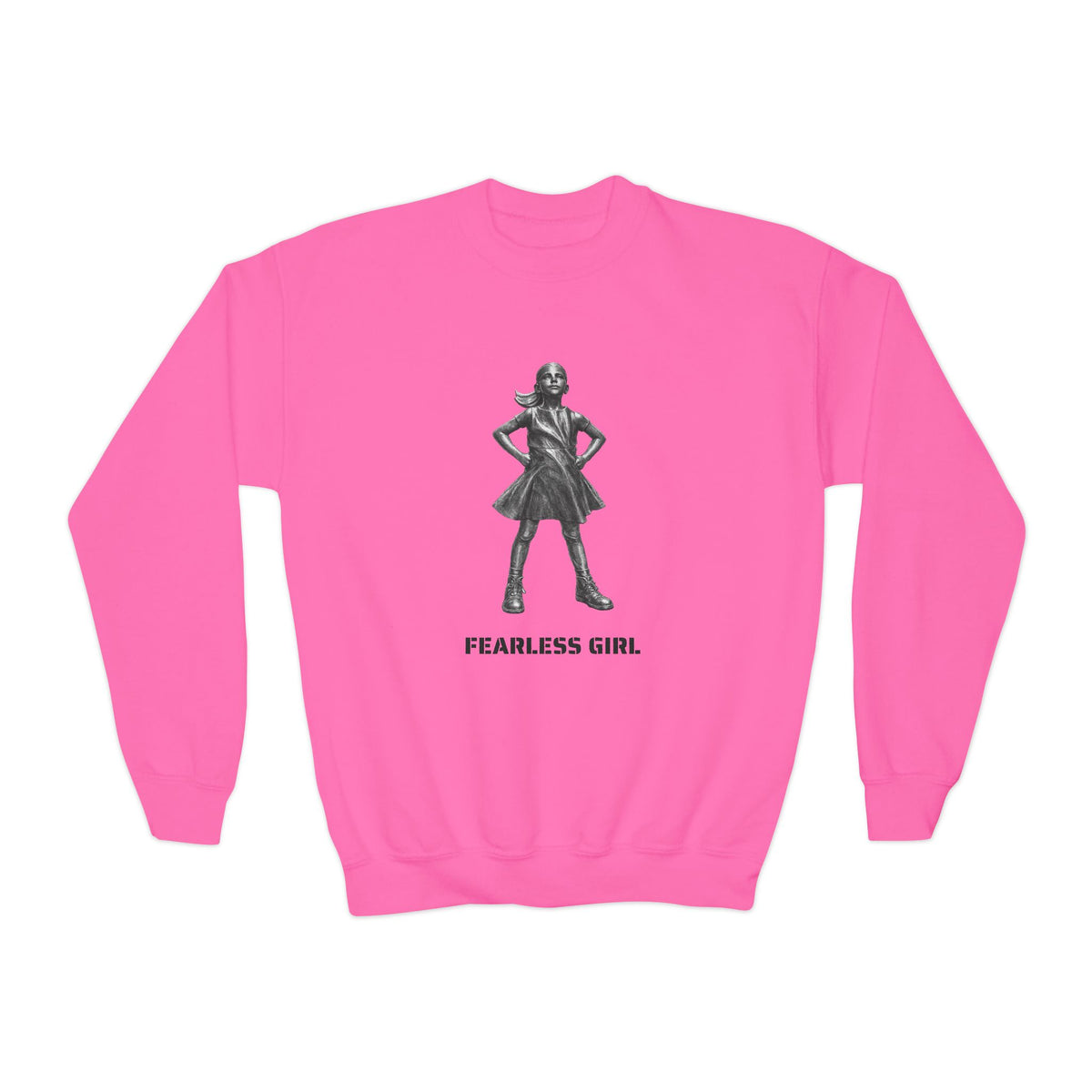 Fearless Girl NYC Kids Sweatshirt | Feminist Girl Power Stance New York Childrens Crewneck Sweater