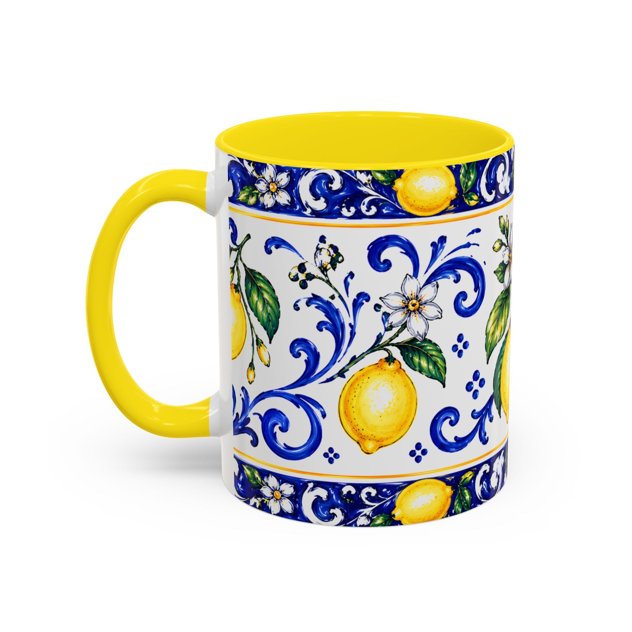 Little Italy Amalfi Blue with Lemon Mug — Blue Ceramic Kitchen Mug (11oz)