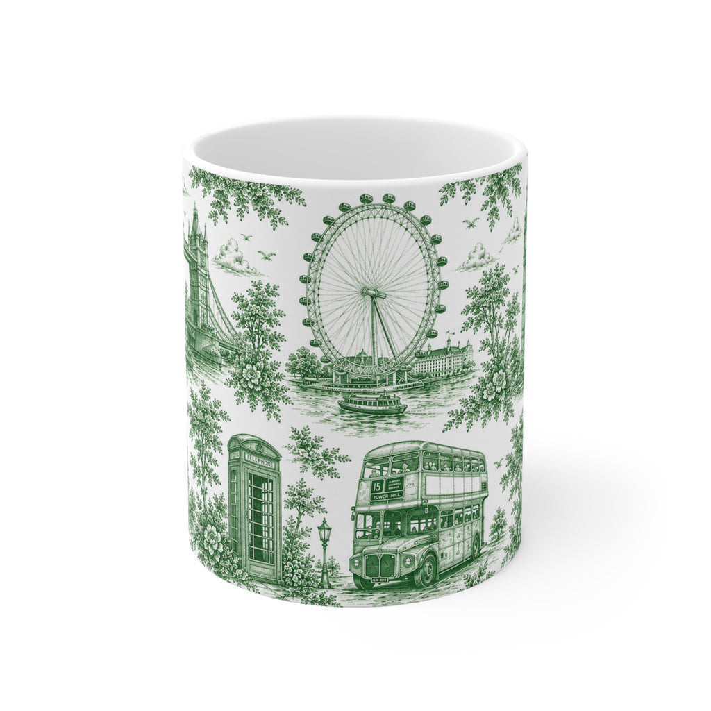 London Green Toile de Jouy Ceramic Coffee Mug - (11oz; Ships from Europe)