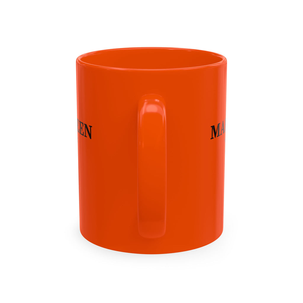 Mahj Queen New York Ceramic Mug — Bright Orange Mahjong Coffee Cup