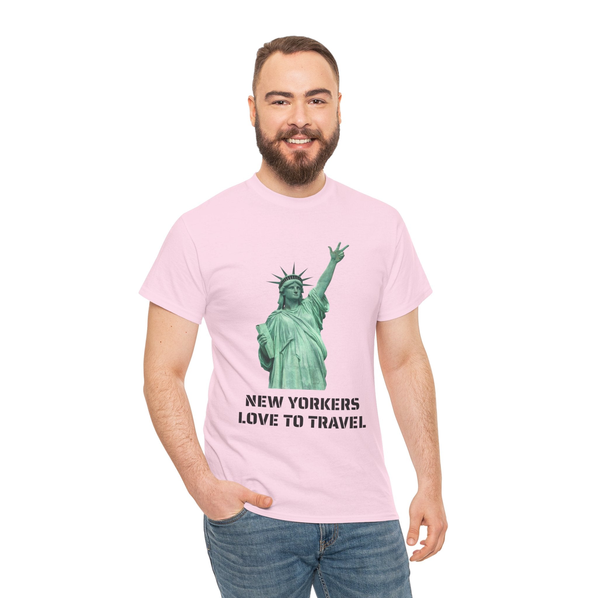 New Yorkers Love To Travel Statue of Liberty Three Points T-Shirt | NYC Jalen Brunson Basketball 3 Point Shot Tee