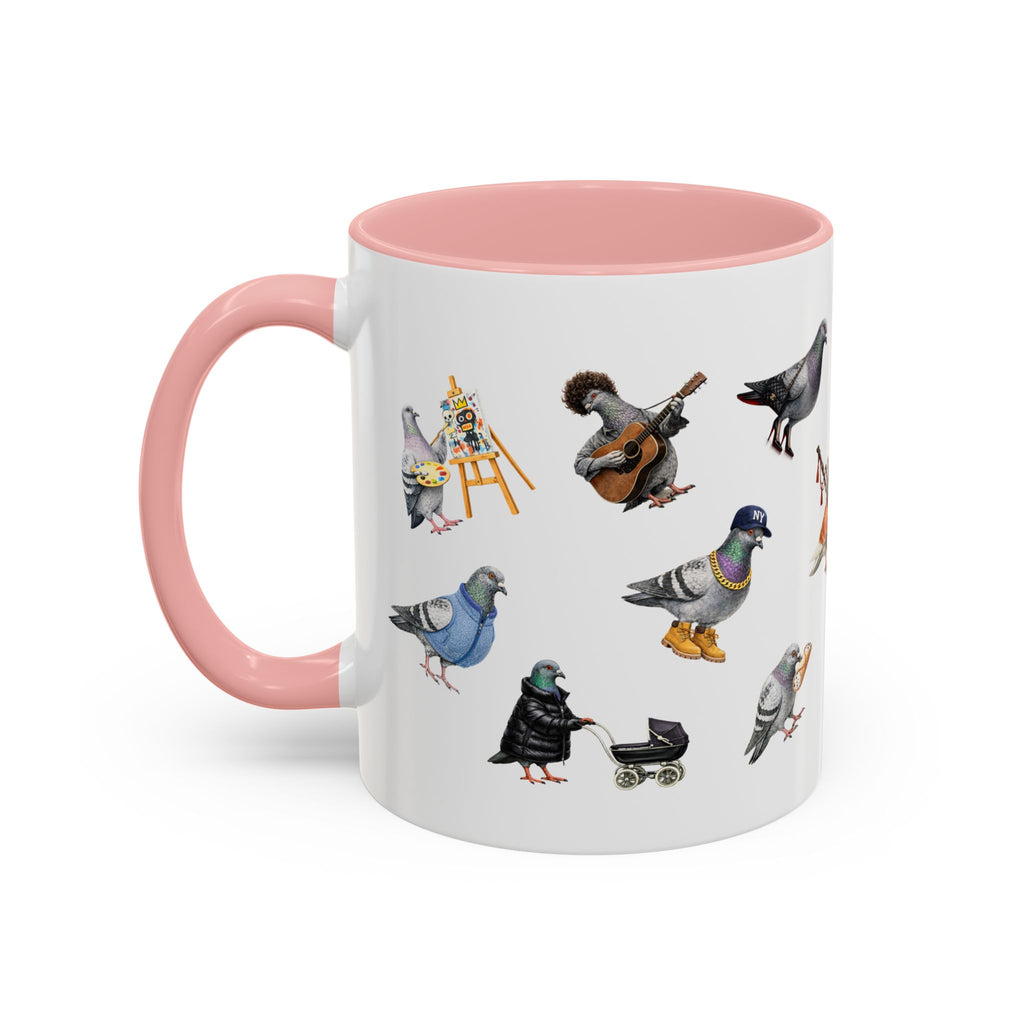 Pigeons of New York Colorful Mug | NYC Pigeon Bird Lovers Coffee Cup