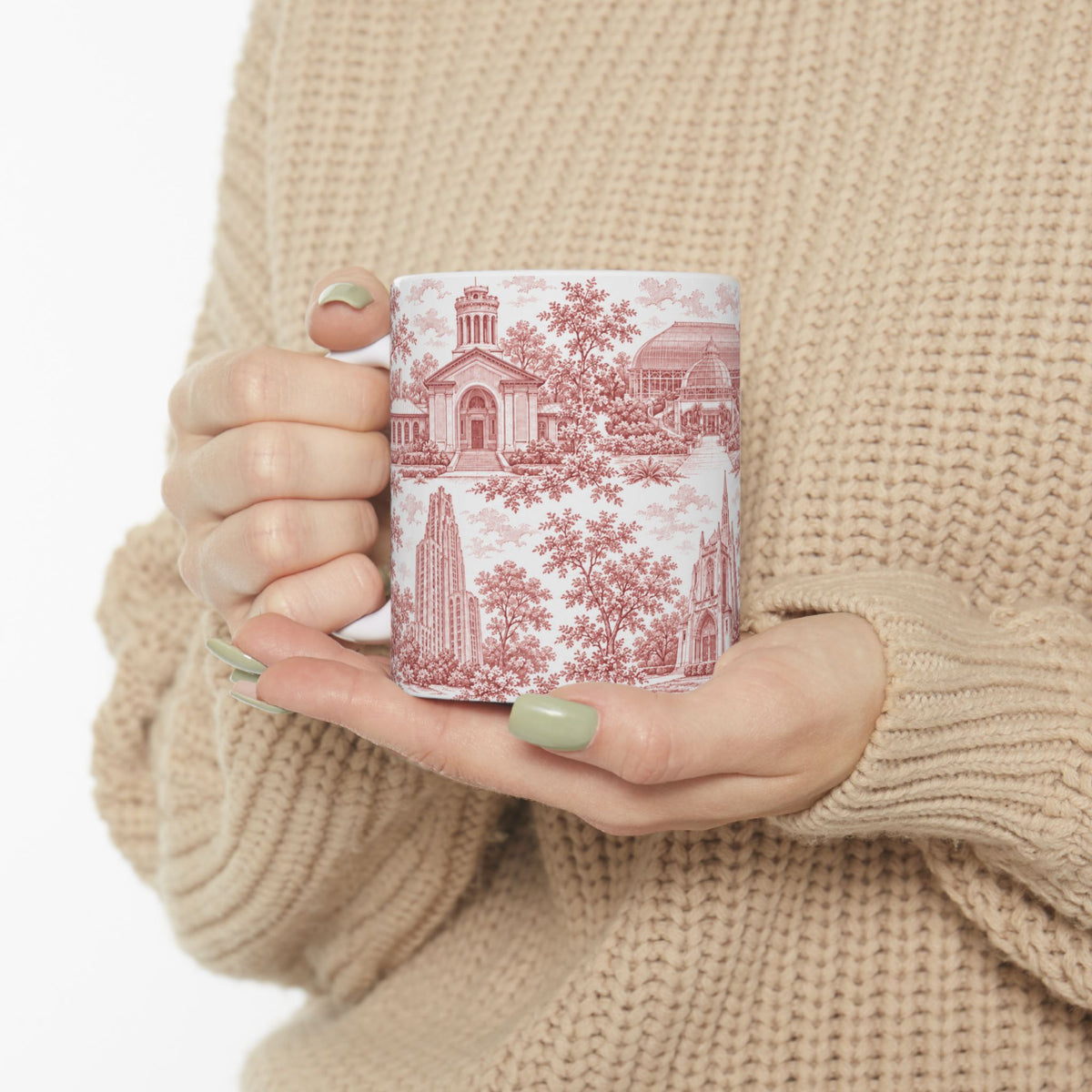 Pittsburgh Red Toile de Jouy Ceramic Mug — Pennsylavania Chinoiserie 11oz