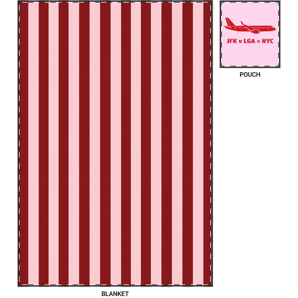 Travel Day NYC Airport Comfy Travel Blanket with Pouch — Airplane Flight Blanket