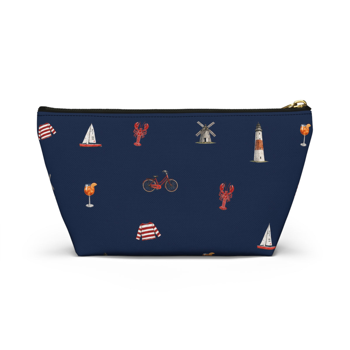 Icons of The Hamptons Navy Blue Pouch — T-Bottom Makeup & Travel Organizer