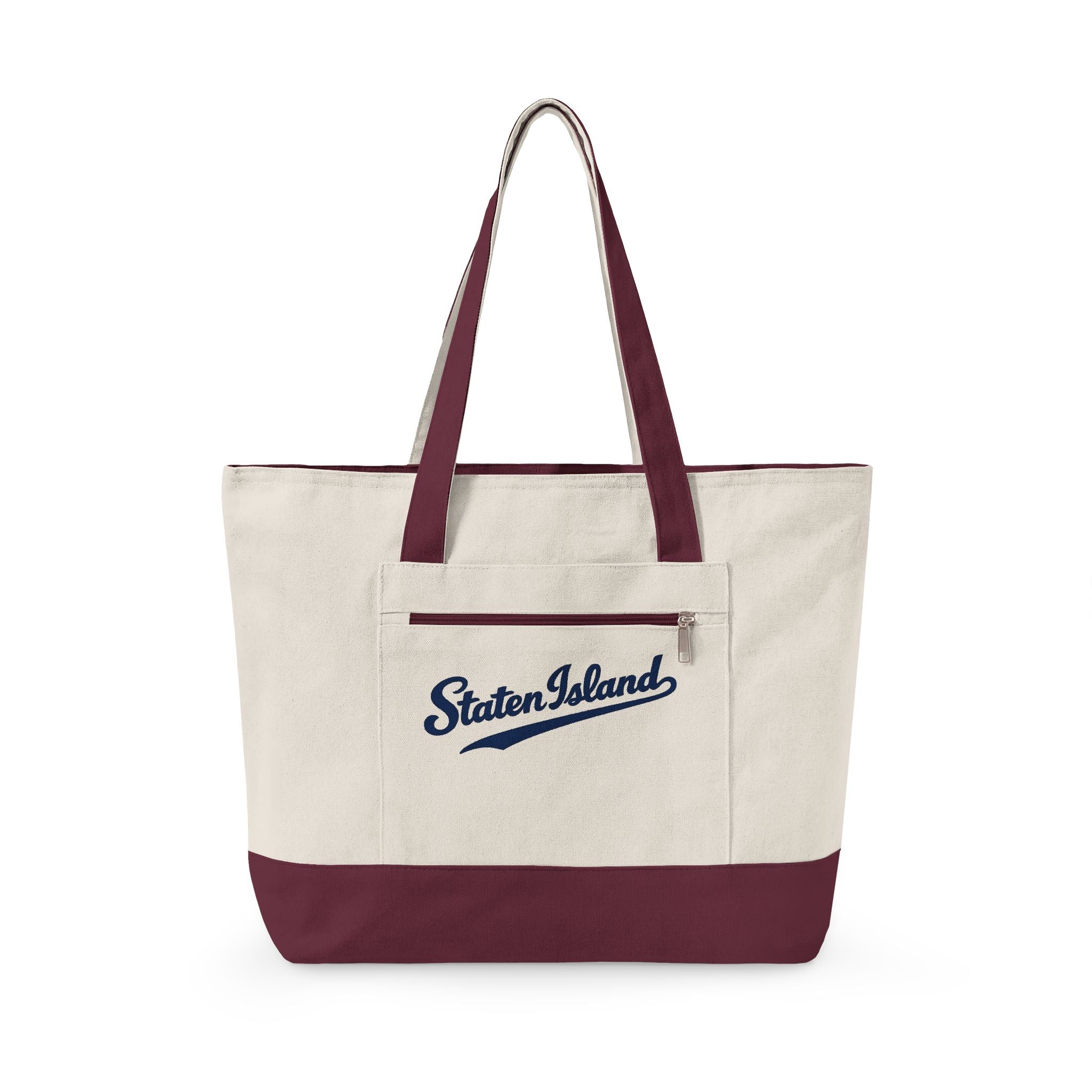 Staten Island Canvas Tote — Zippered Market Bag