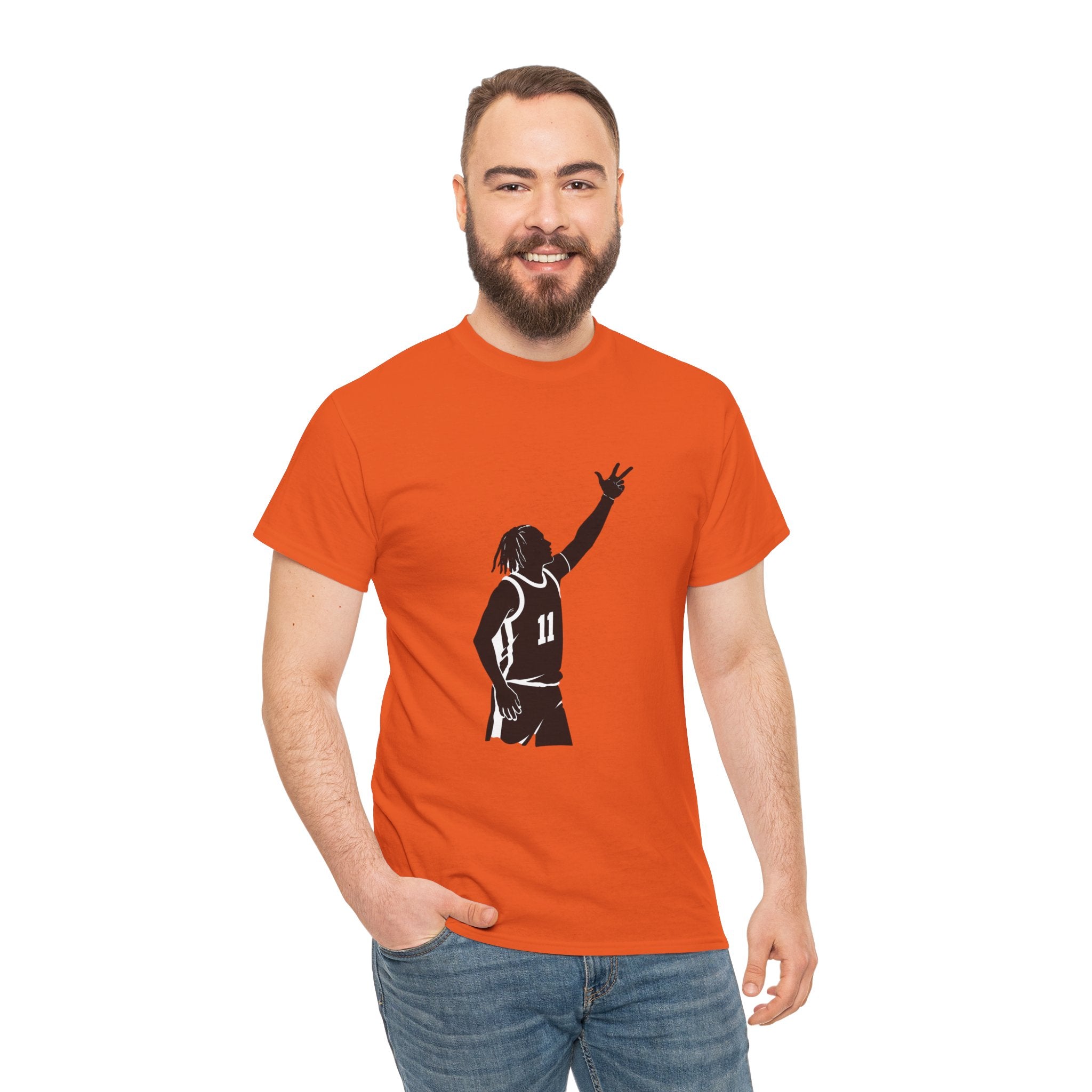 Customizable Jalen Brunson 3 Points Celly T-Shirt | New York Basketball Tee