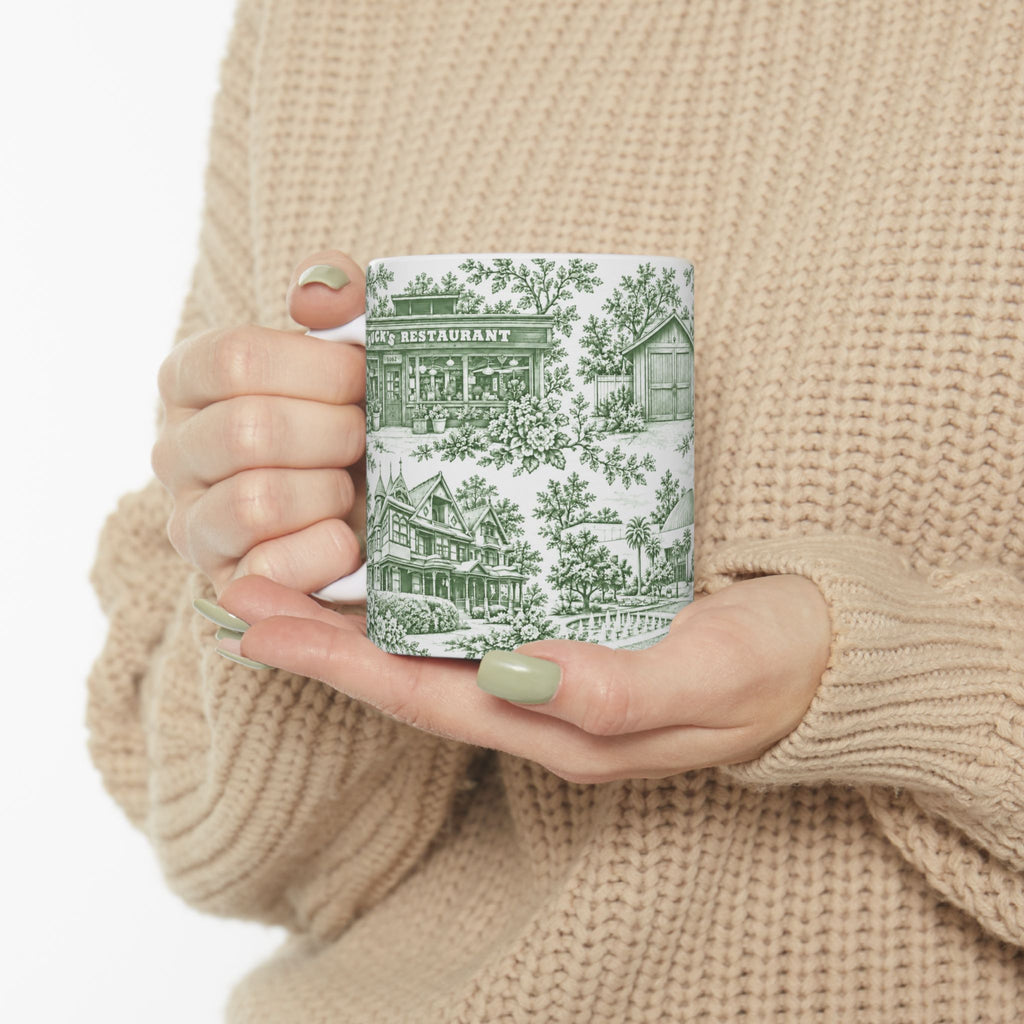 Silicon Valley Green Toile de Jouy 11oz Ceramic Mug