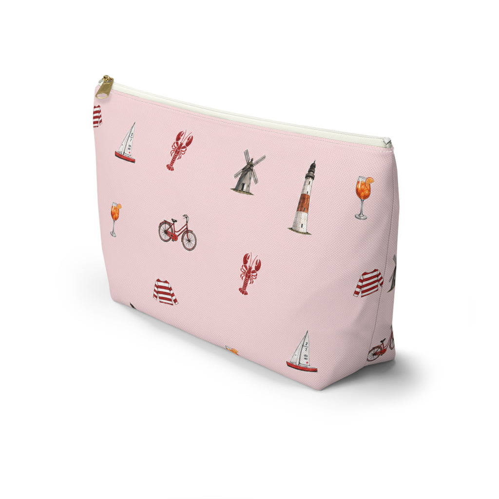 Icons of The Hamptons Large Pink Pouch — T-Bottom Makeup & Travel Organizer