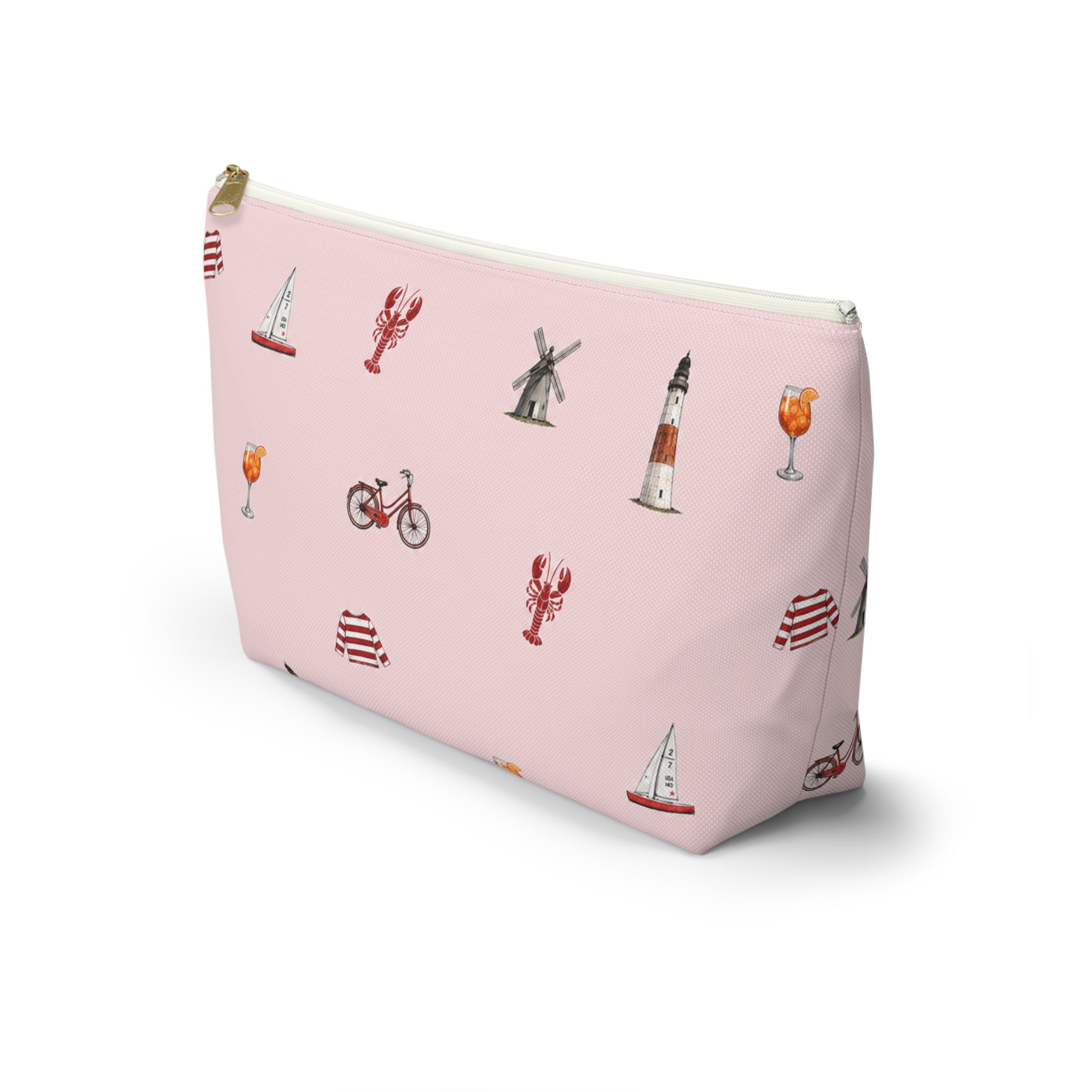 Icons of The Hamptons Large Pink Pouch — T-Bottom Makeup & Travel Organizer