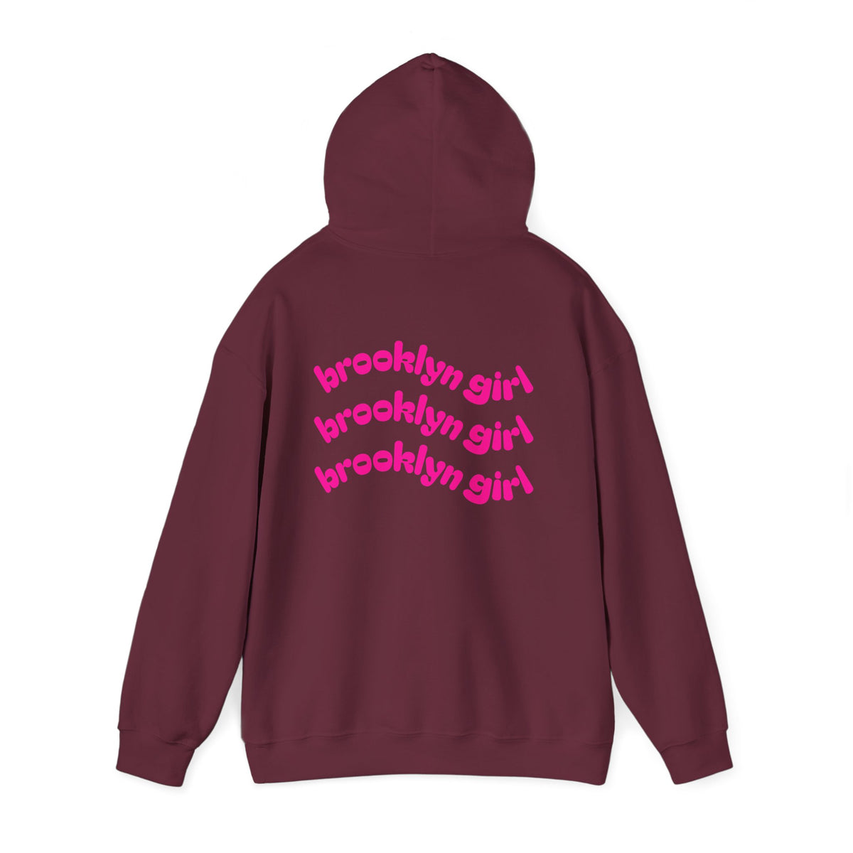 Brooklyn Girl Hoodie – Retro Pink Wave Back Print Hooded Sweatshirt