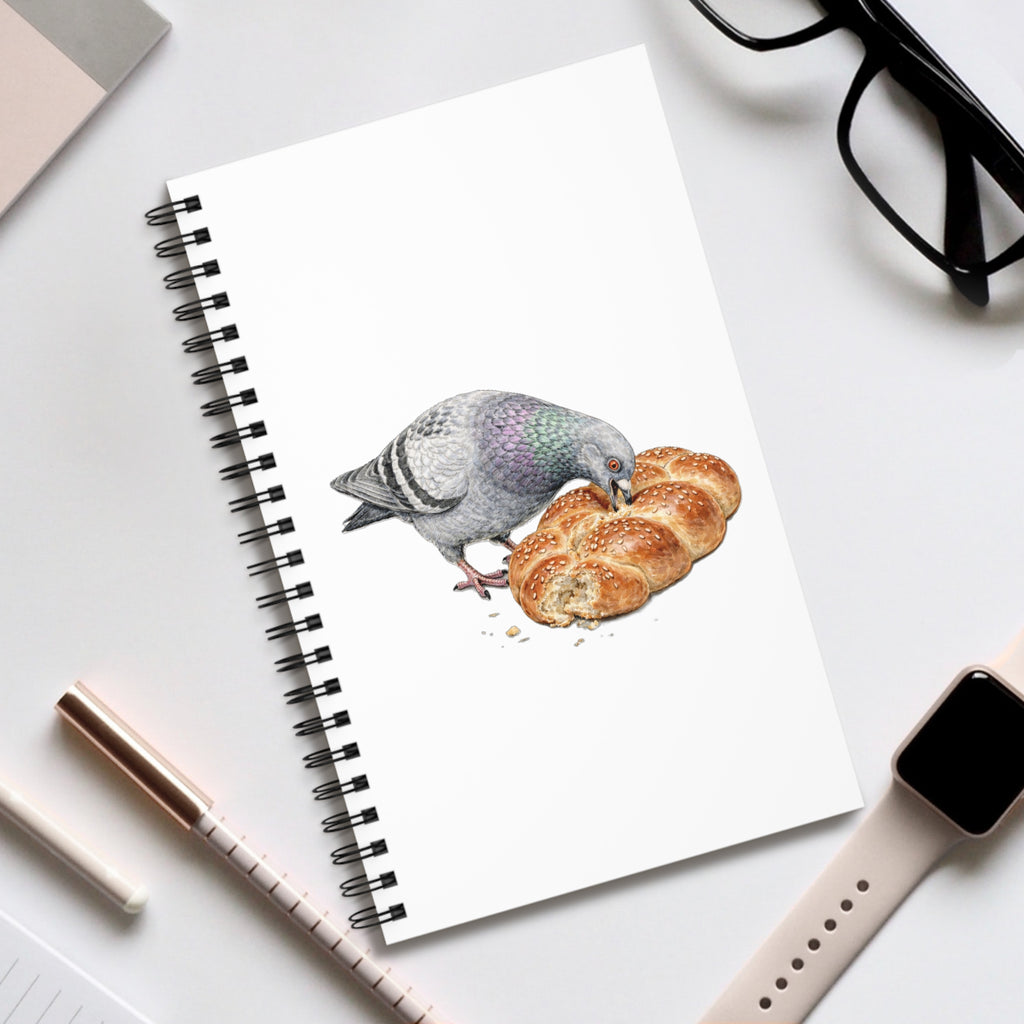 Customizable Borough Park NYC Pigeon Spiral Journal | Brooklyn Kosher Challah Bird Lovers Notebook