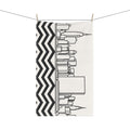 Paño de cocina Chevron del horizonte de Manhattan de NYC — Lino de cocina minimalista en blanco y negro del horizonte de la ciudad de Nueva York