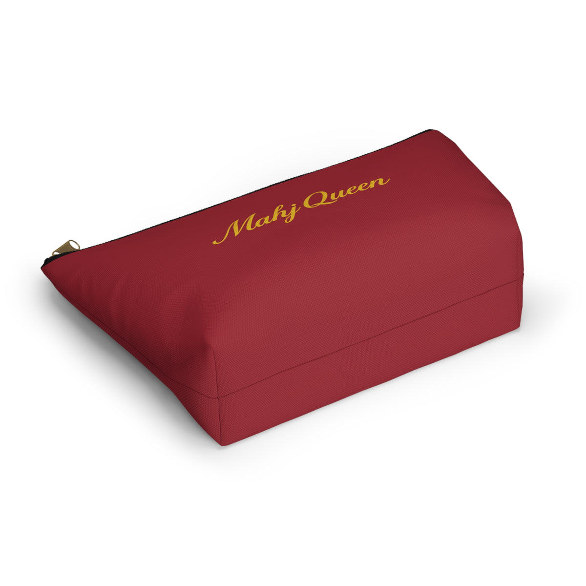 Maroon Mahj Queen Tile Bag  — Red T‑Bottom Makeup & Accessory Pouch