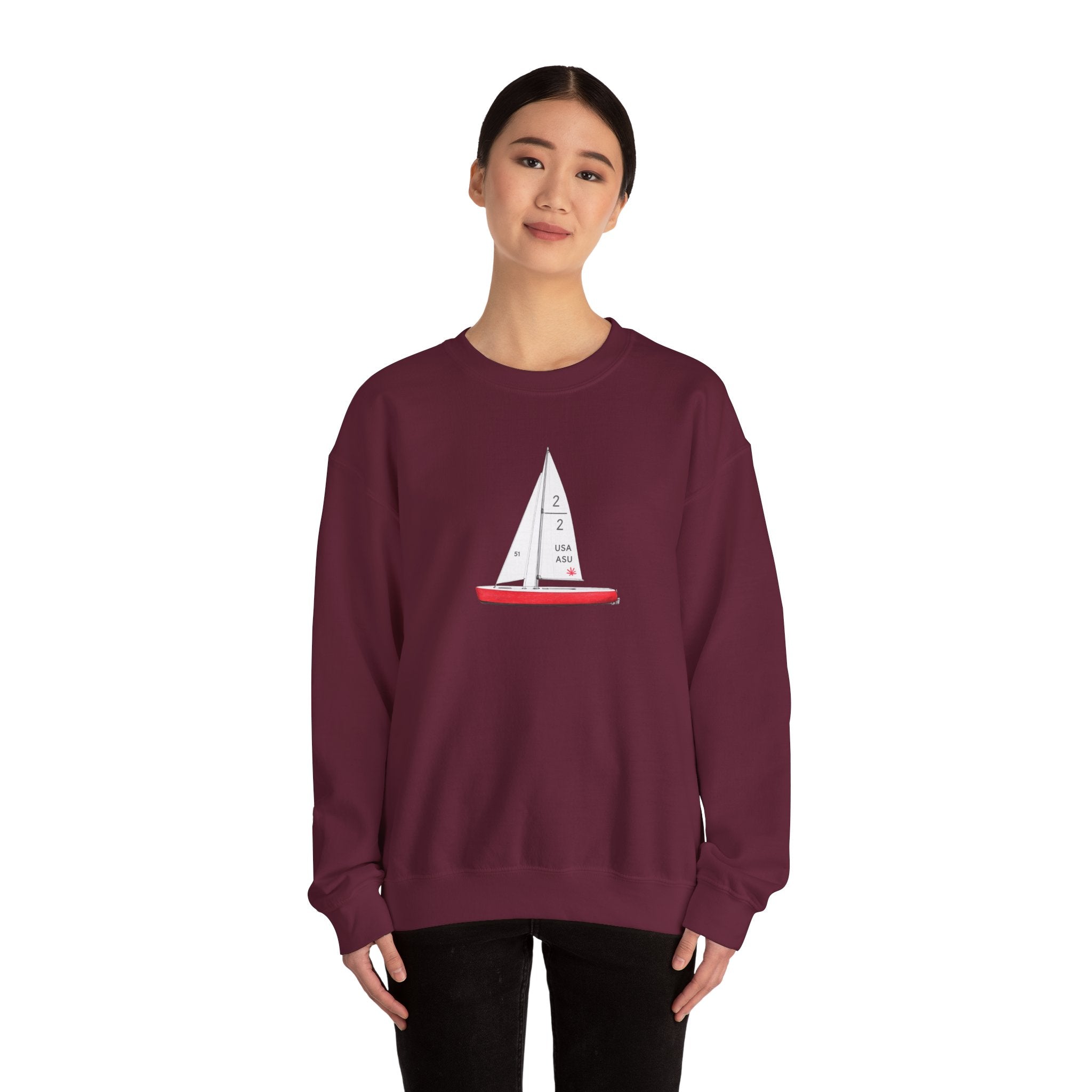Central Park Model Sailboat Crewneck Sweatshirt — NYC Coastal Nautical Graphic Sweater