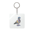 Customizable Coney Island NYC Pigeon Square Keychain | Brooklyn Beach Bum Bird Lovers Keyring Gift