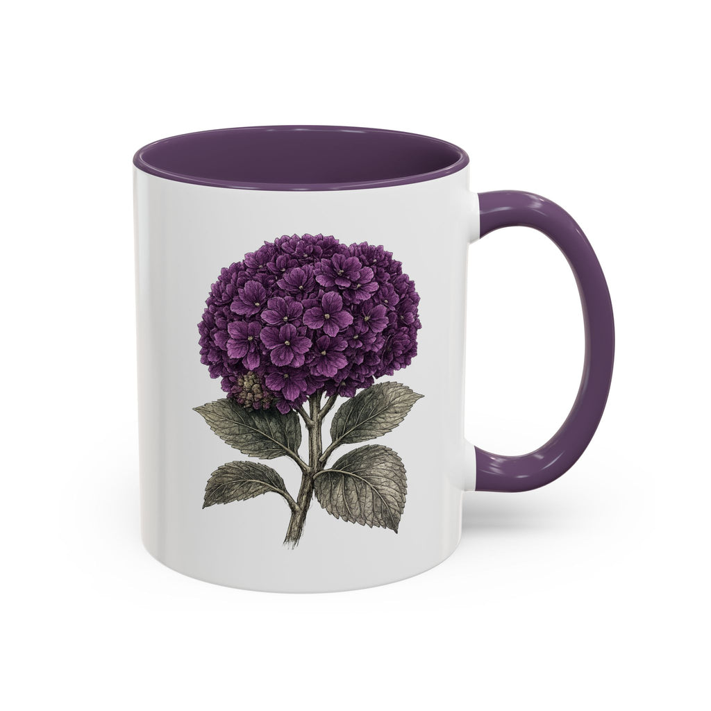 Hamptons Purple Hydrangea Accent Coffee Mug – Blue Floral 11 oz