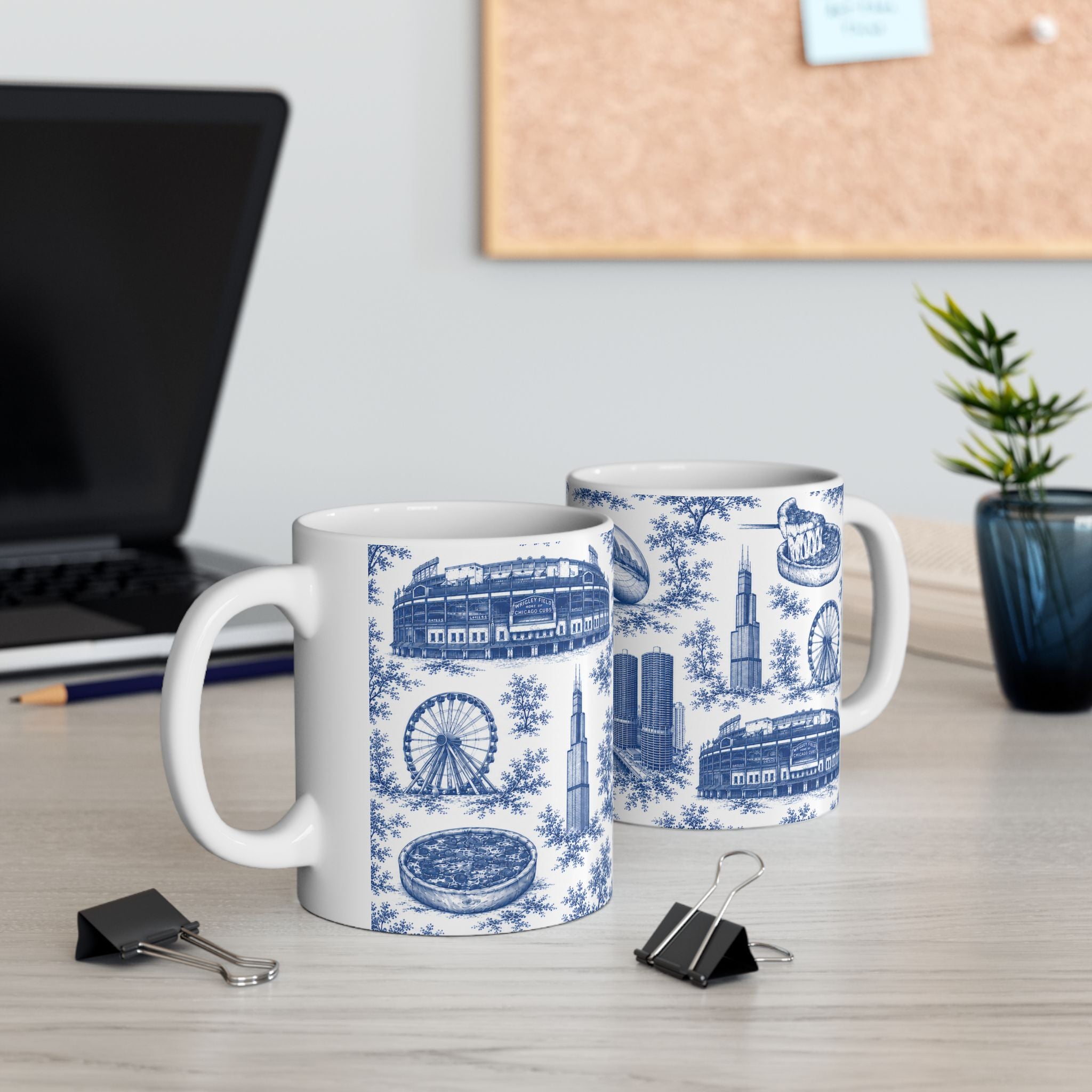 Chicago Blue Toile de Jouy Ceramic Mug (11oz)