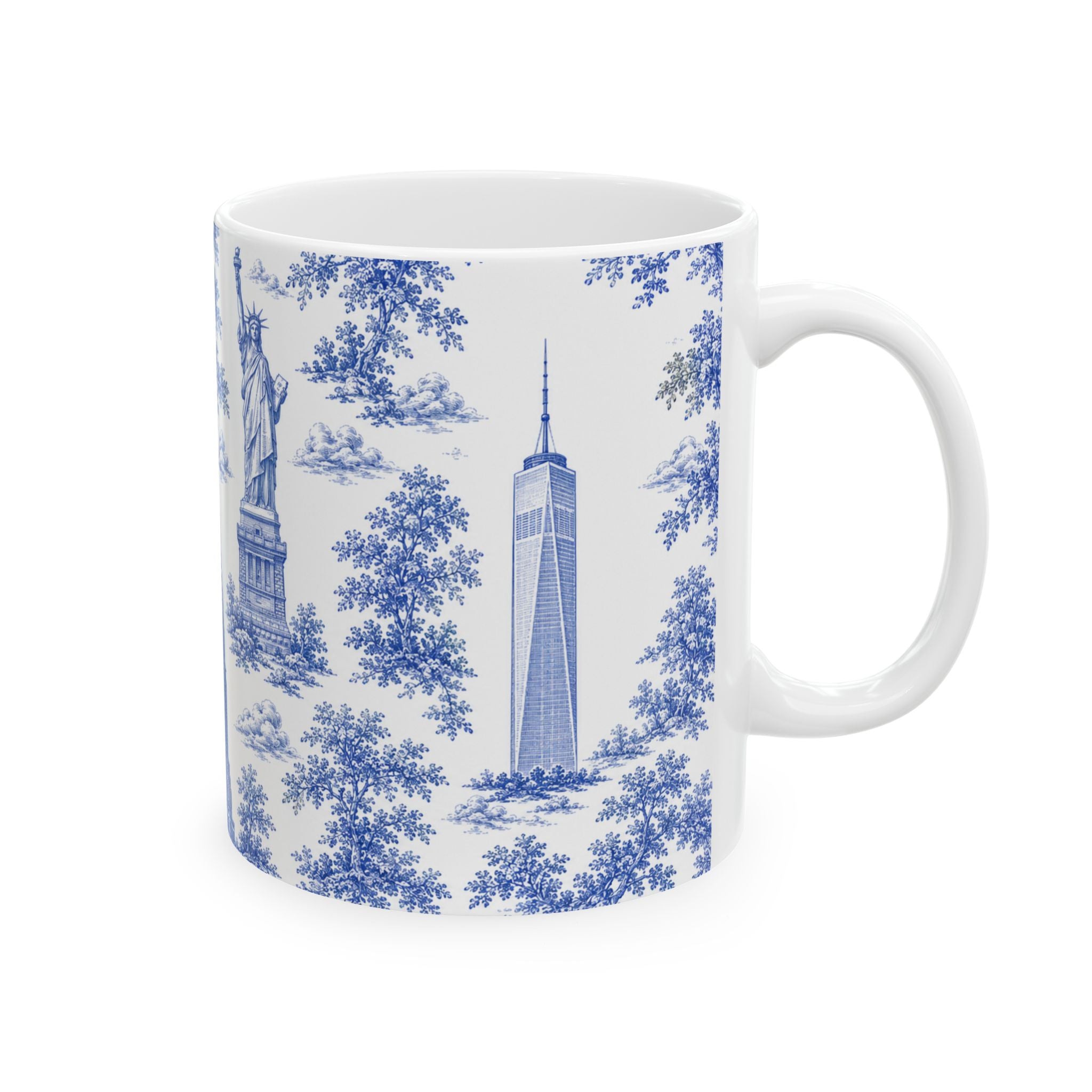 Manhattan Blue Toile de Jouy Mug | New York City Chinoiserie Ceramic Mug
