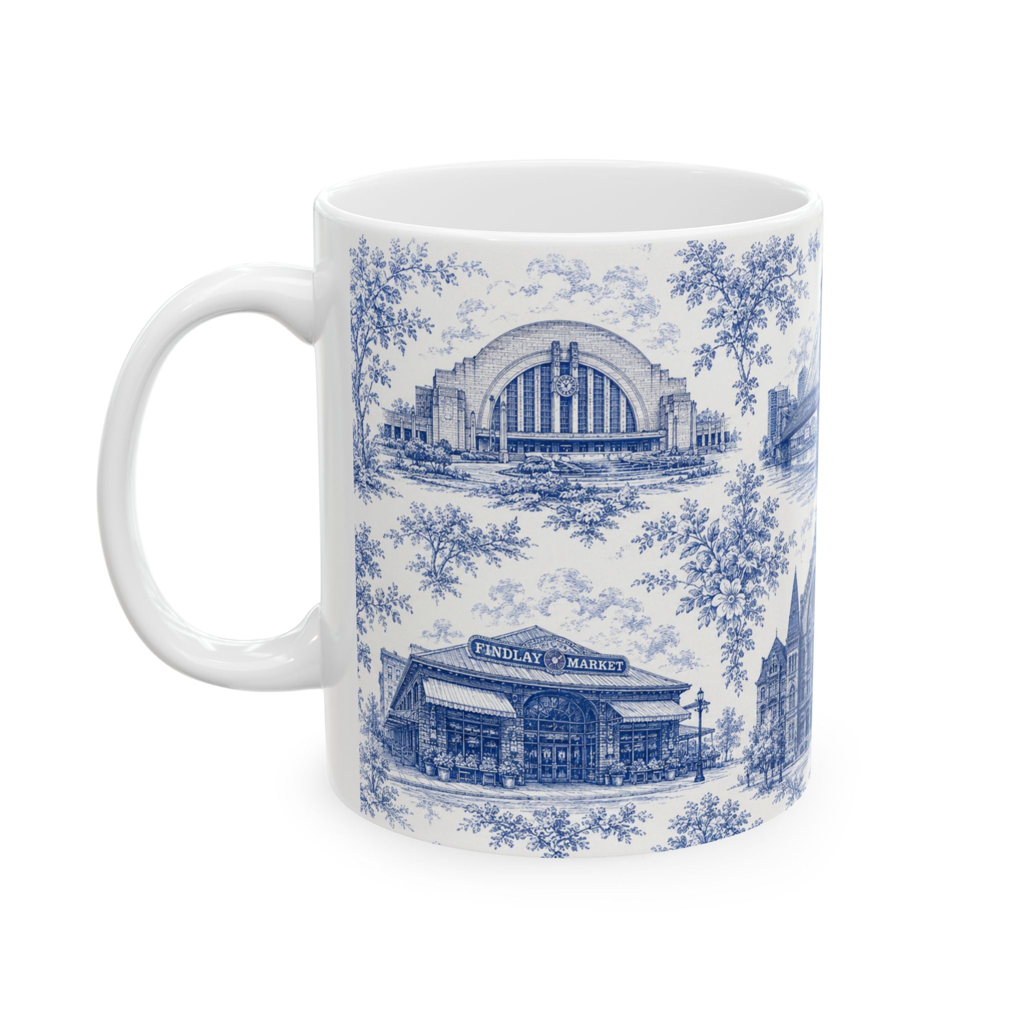 Cincinnati Blue Toile de Jouy Ceramic Mug — Coffee mug 11oz