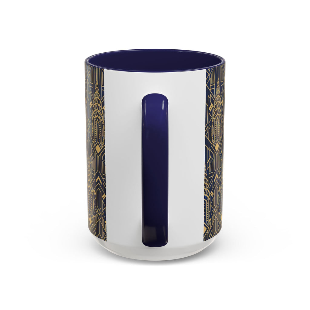Art Deco Chrysler Building Navy & Gold Accent Coffee Mug — Manhattan Art Deco Pattern 11 oz