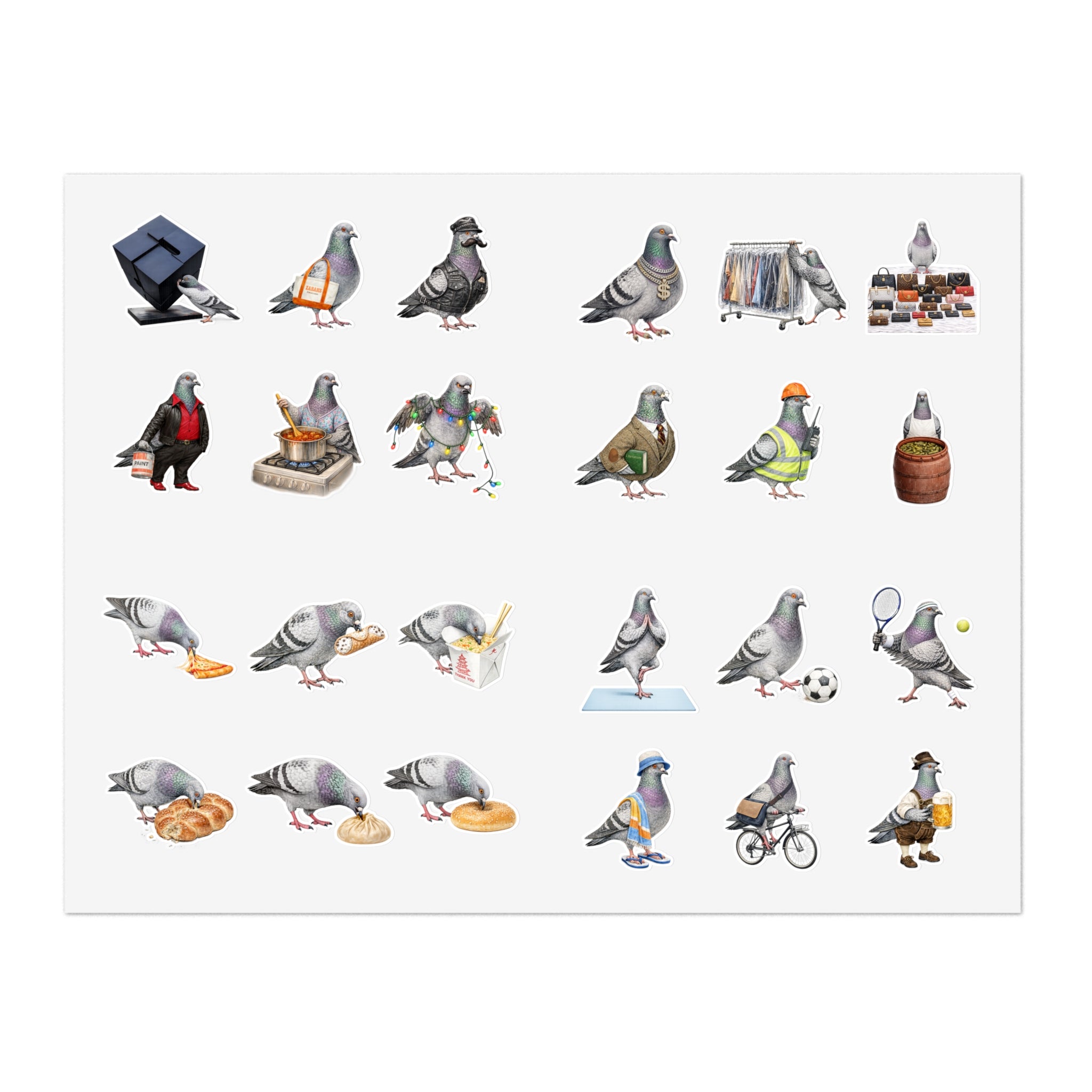 NYC Pigeon Sticker Sheet 2 —24 More Cute New York Bird Decals
