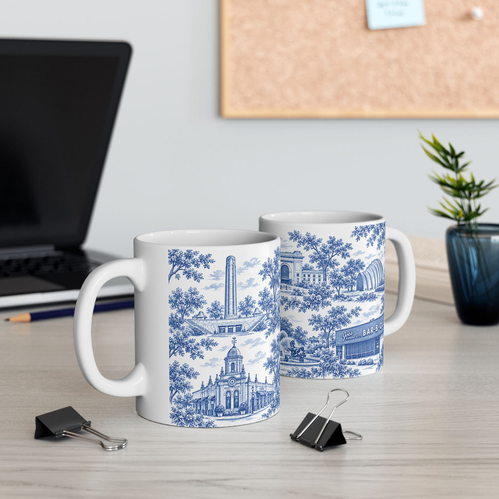Kansas City Blue Toile de Jouy 11oz Ceramic Mug