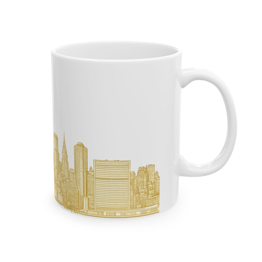 Gold New York City Skyline Mug | Ceramic Midtown Manhattan Skyline Coffee Cup 11oz