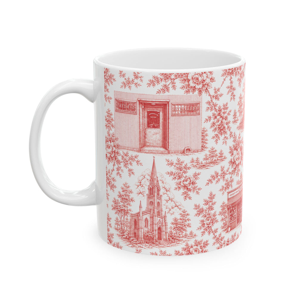 Cobble Hill Red Toile de Jouy Mug | NYC Chinoiserie Ceramic Coffee Cup