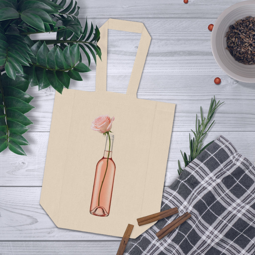 Rosé Wine Bottle Tote — Rose Bottle Double Wine Bag for Picnics & Hostess Gifts