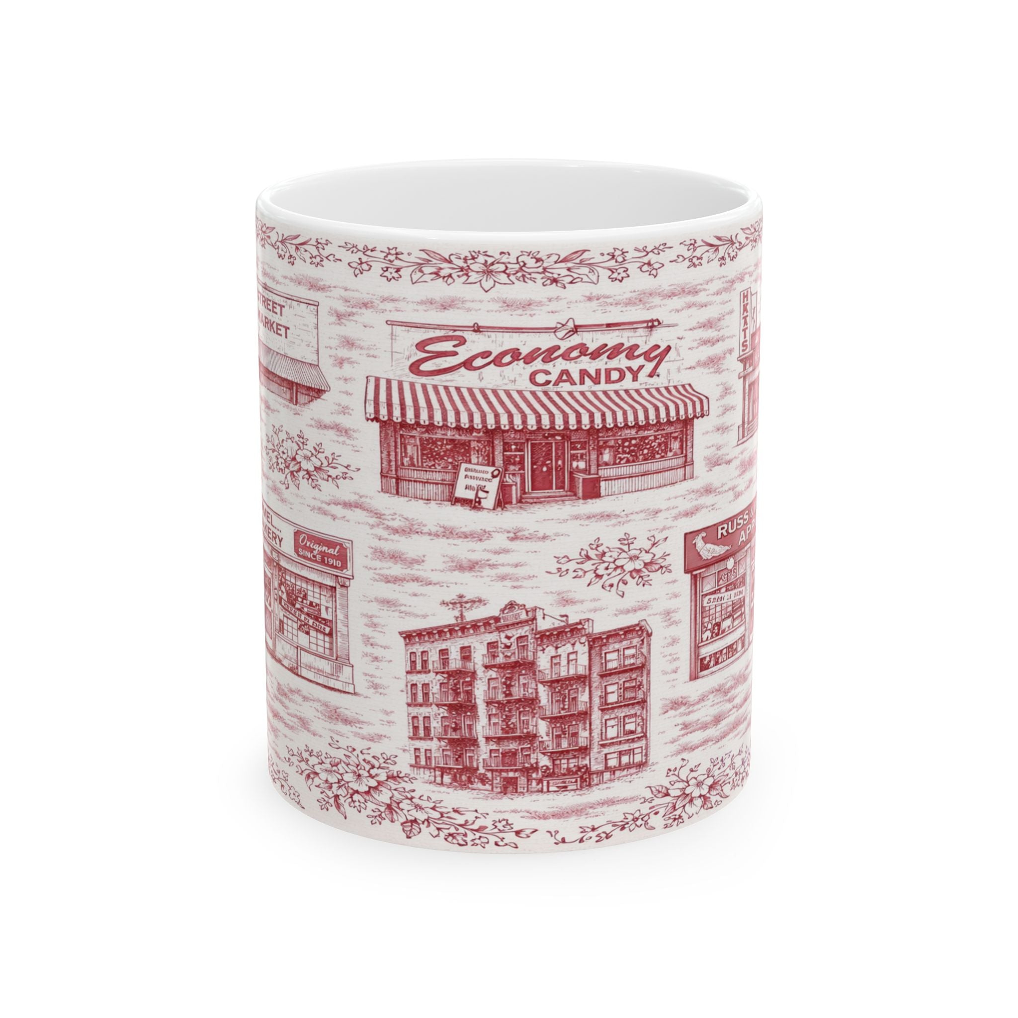 Lower East Side Red Toile de Jouy Mug | NYC Chinoiserie Ceramic Mug