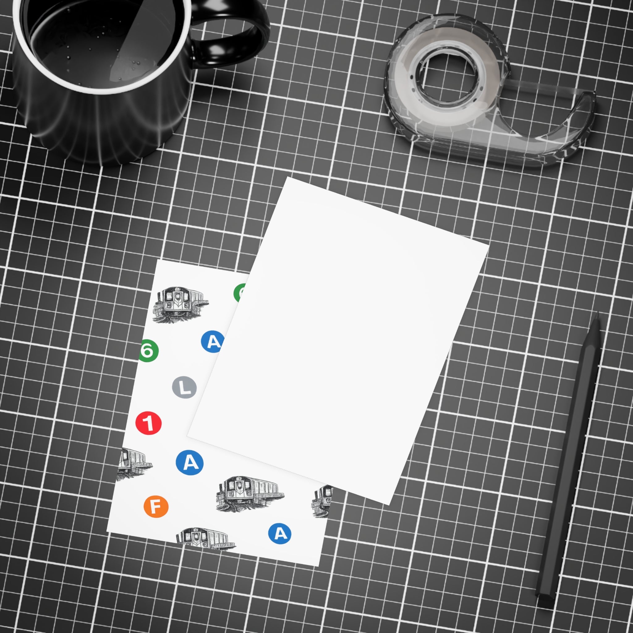 New York Subway Train Transit Icons  Postcard Bundle of 10 NYC Metro Pattern (envelopes included)