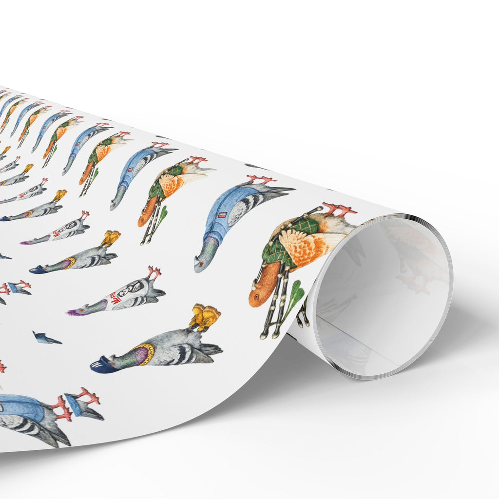 NYC Pigeons Pattern Gift Wrap Paper | Bird Lover Wrapping Paper Roll
