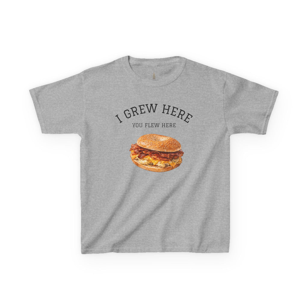 Bacon Egg and Cheese NYC Kids Tee —  I Grew Here You Flew Here T-Shirt for Children