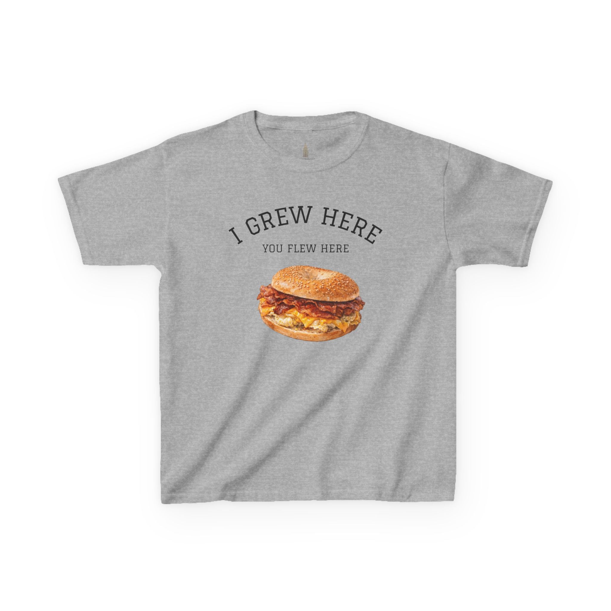 Bacon Egg and Cheese NYC Kids Tee —  I Grew Here You Flew Here T-Shirt for Children