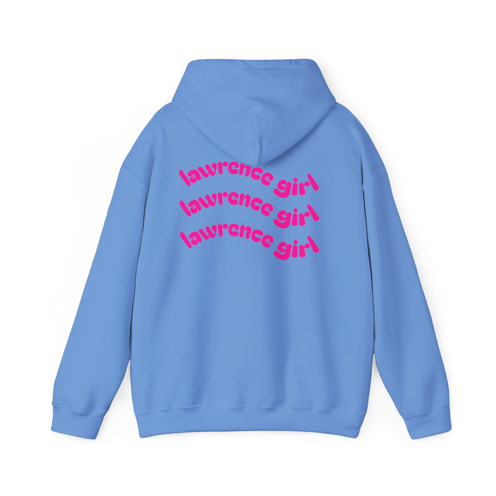 Lawrence Girl Hoodie – Retro Pink Wave Back Print Hooded Sweatshirt