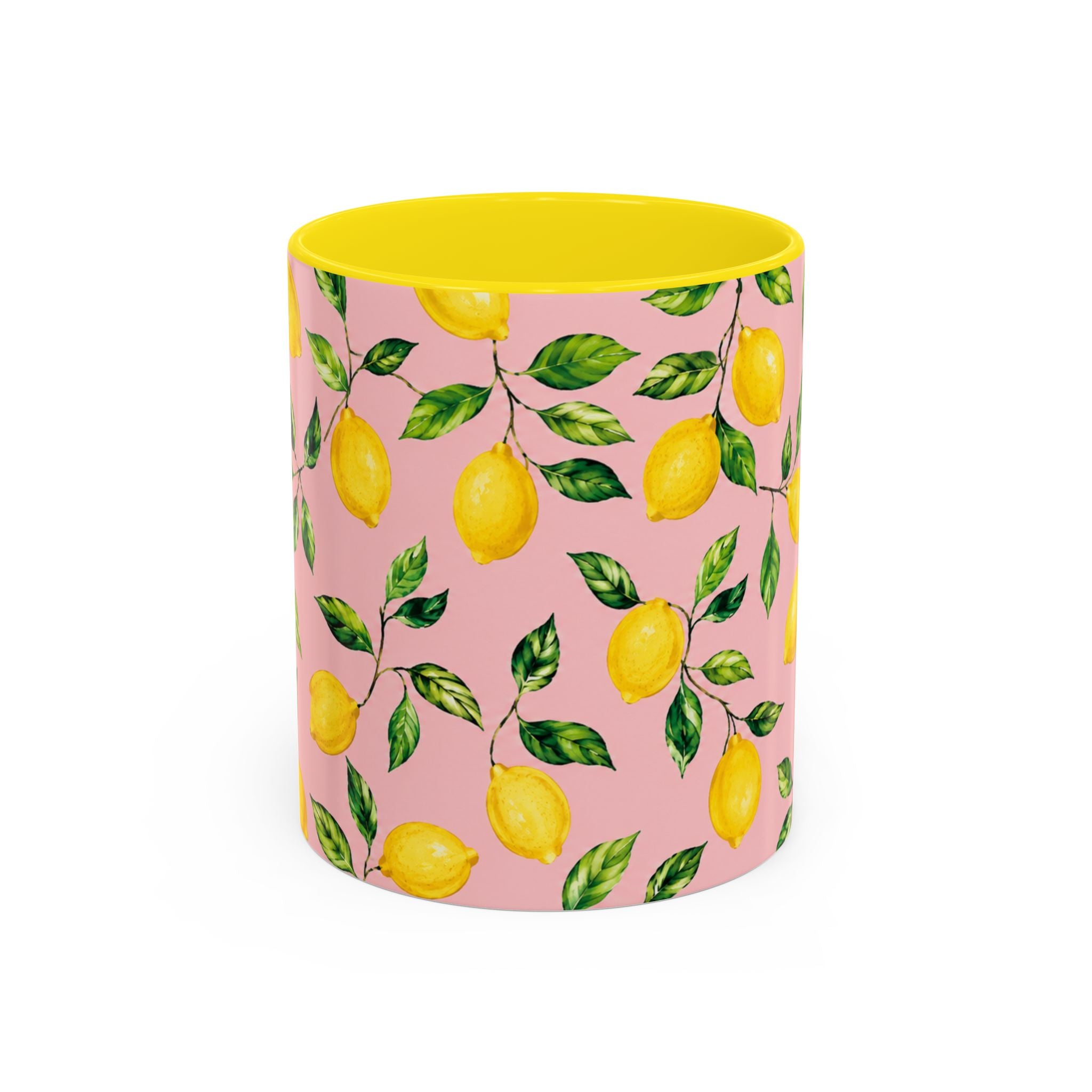 Little Italy Amalfi Pink Lemon Accent Mug — La Dolce Vita Ceramic Kitchen Mug (11oz)