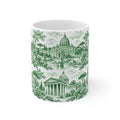 Rome Green Toile de Jouy Ceramic Mug —  (11oz; Ships from Europe)