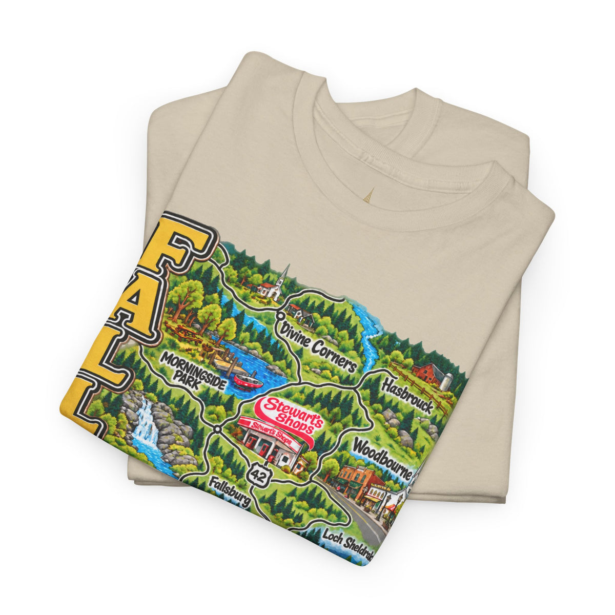 Fallsburg, NY Map T-Shirt  Catskills Upstate New York Tee