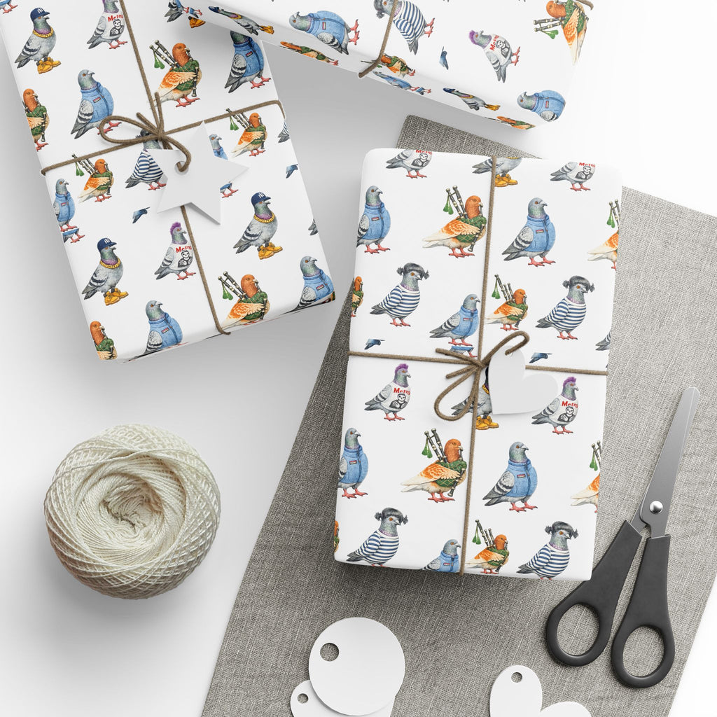 NYC Pigeons Pattern Gift Wrap Paper | Bird Lover Wrapping Paper Roll