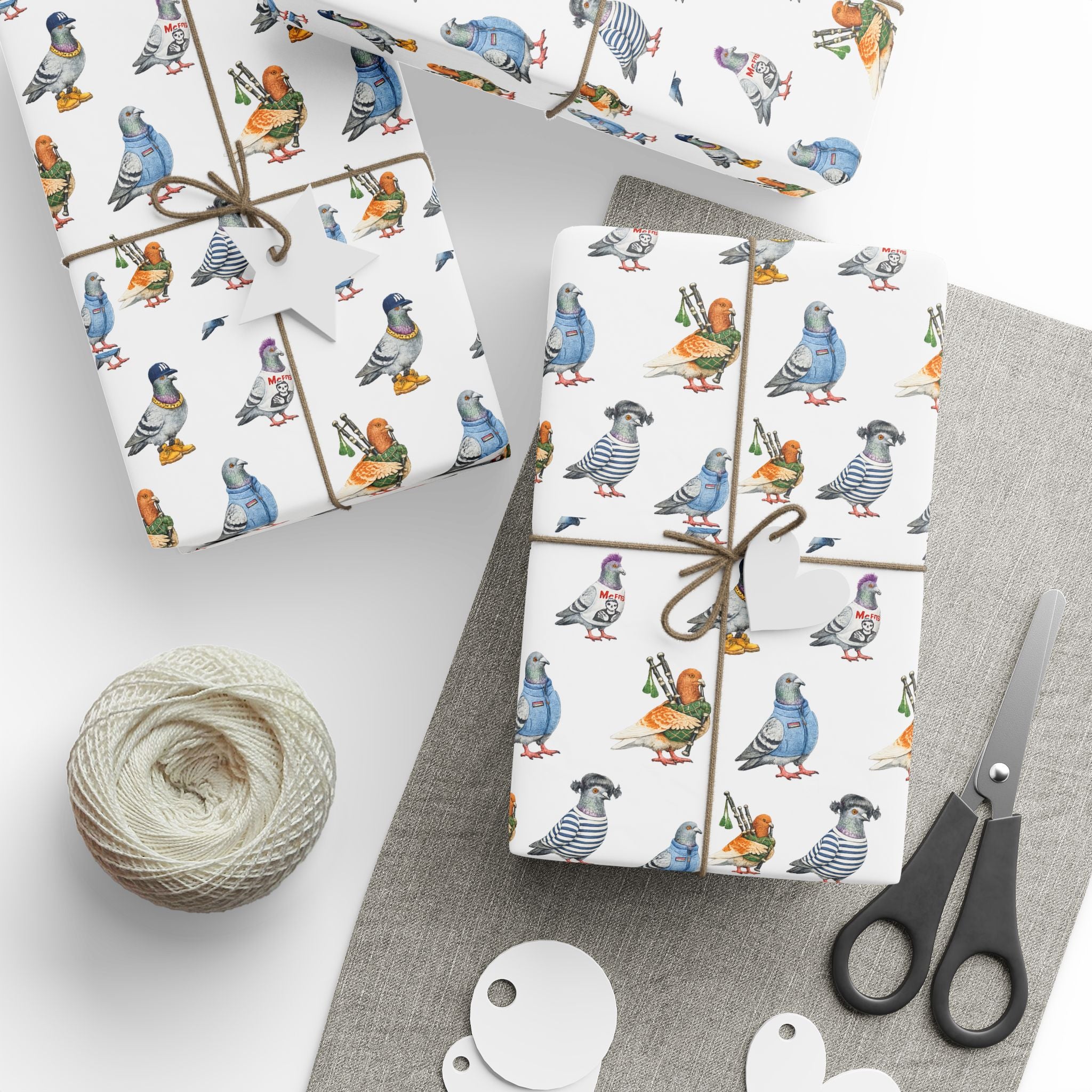NYC Pigeons Pattern Gift Wrap Paper | Bird Lover Wrapping Paper Roll